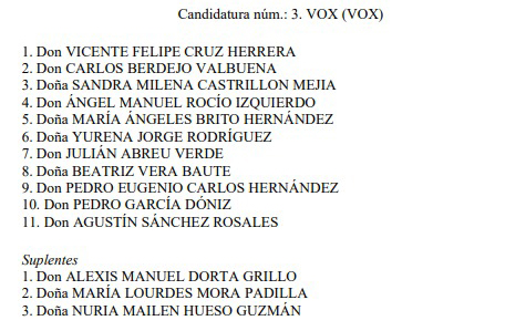 Candidaturas elecciones municipales 2023 Los Silos
