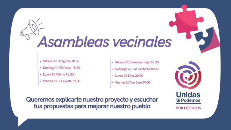 Unidas Sí Podemos por Los Silos celebra asambleas vecinales para conocer las inquietudes y peticiones de los vecinos